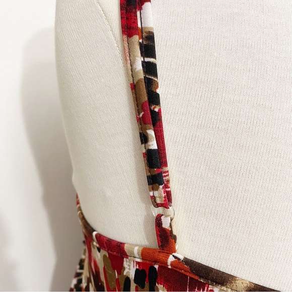 AB STUDIO print diagonal ruffle front adjustable strap tank top flowy knit M - Picture 5 of 8